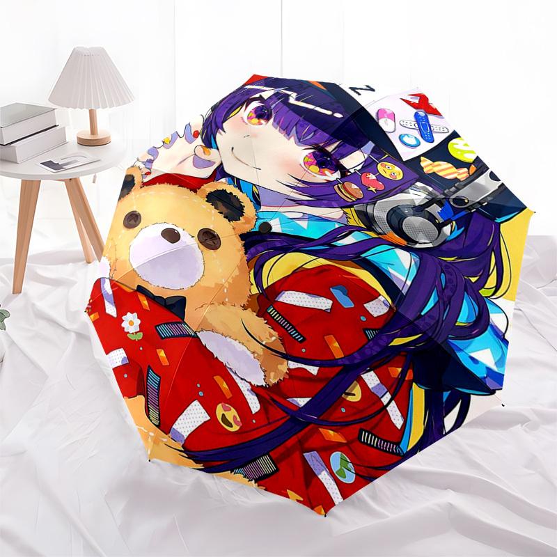1pc Anime Character Outdoor Umbrella - Automatic Opening/Closing, Portable 3-Fold Design with 8-Rib Iron Frame - Perfect Gift for Fans, Travelers