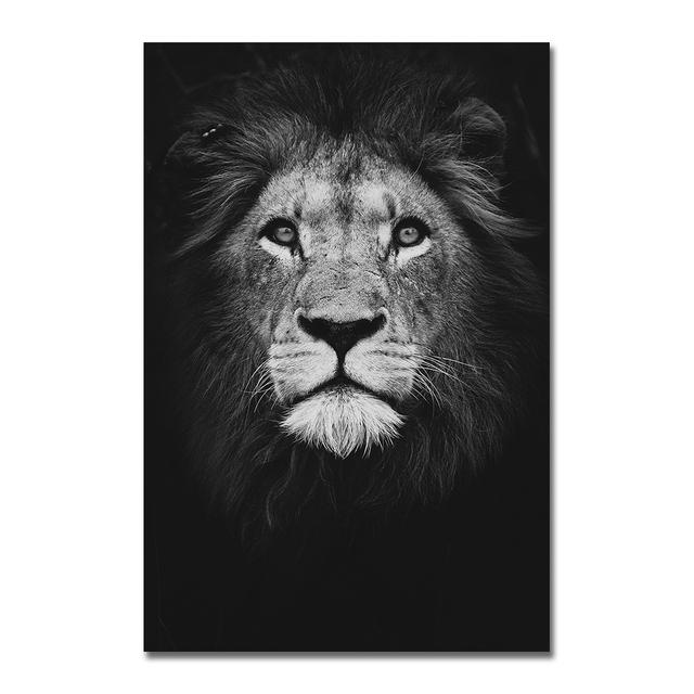 Animal Canvas Poster Printing Black Lion Zebra Dog Painting Modern Art Decoration Living Room Wall Painter