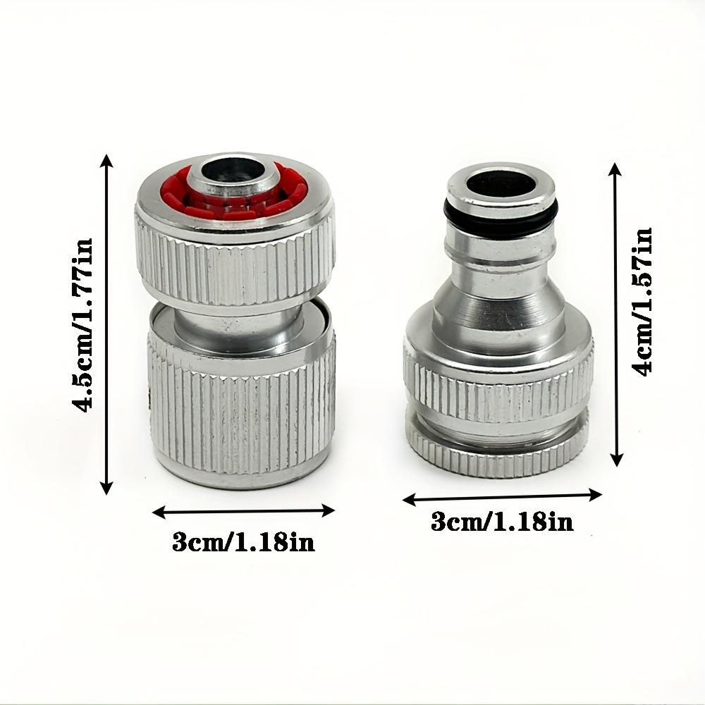 2Sets Garden Hose Aluminum Connector 1/2" Water Connector +1/2" To 3/4" Silvery Pacifier Connector Double-Mouth Internal Thread