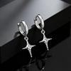 High Quality Zircon Cross Four-pointed Stars Dangle Earrings for Men, Hip Hop Rock Star Pendant Earrings, Stylish Punk Jewelry