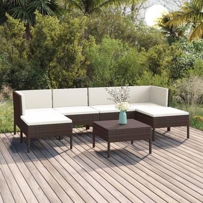 Vidaxl 7-Cz. Garden Lounge Set, Cushions, PE Rattan, Brown