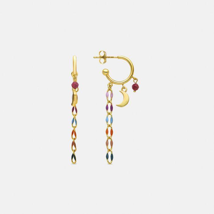 Boucles D'oreilles - Luxenter - Omtra - Argent 925 - Or 18k - Laque Multicolore