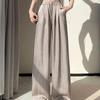 Women's Summer Ice Silk Ink Painting Wide-Leg High-Waisted Floor-Length Pants