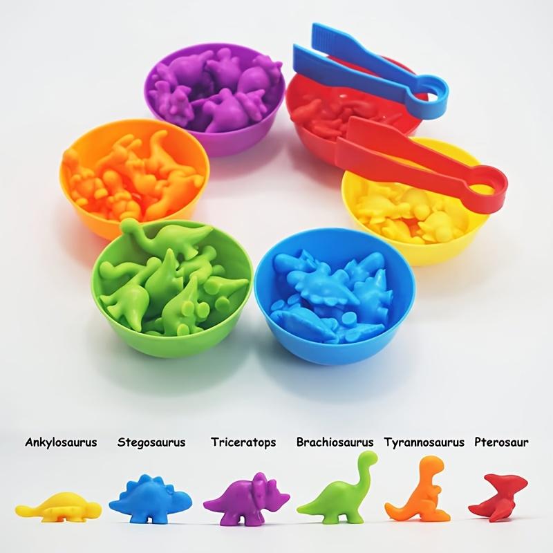 Dinosaur Toys Count Toys That Can Match Games, Sorting Bowls for Learning Activities Math, Color Sorting, Educational