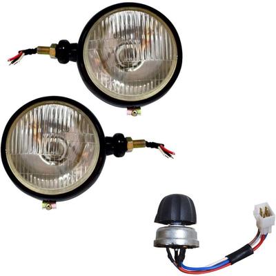 APSMOTIV Black Tractor Headlights Assemblies with 12V Bulbs Head Light Switch for Mahindra 275, 575, 485, 475, C27, 3325, 3525, 3825, 4025 Tractor