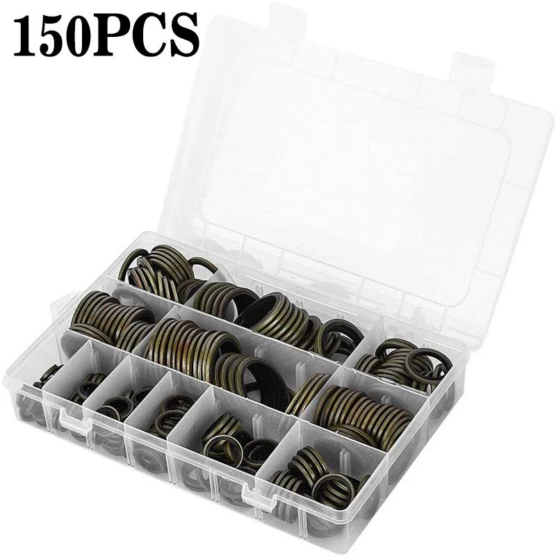 100/150/240pcs Bonded Washer Metal Rubber Oil Drain Plug Gasket Fit M6 M8 M10 M12 M14 M16 Combined Washer Sealing Ring