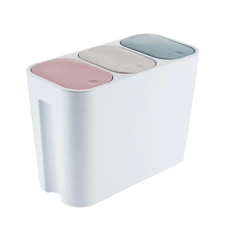 European Style Kitchen Trash Can - Household Bin with Lid, Dry & Wet Separation for Garbage Classification, Suitable for Living