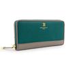 Hiroko Koshino Femme Women's Long Wallet with Round Zipper, Two-Tone Design, Large Capacity, Popular Brand (Green)