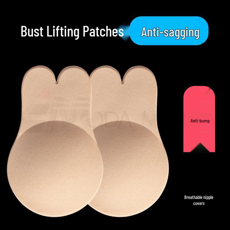 Bunny Ear Lift Breathable Invisible Nipple Covers: Ultra-Thin, Strapless, Anti-Sag Breast Pasties.