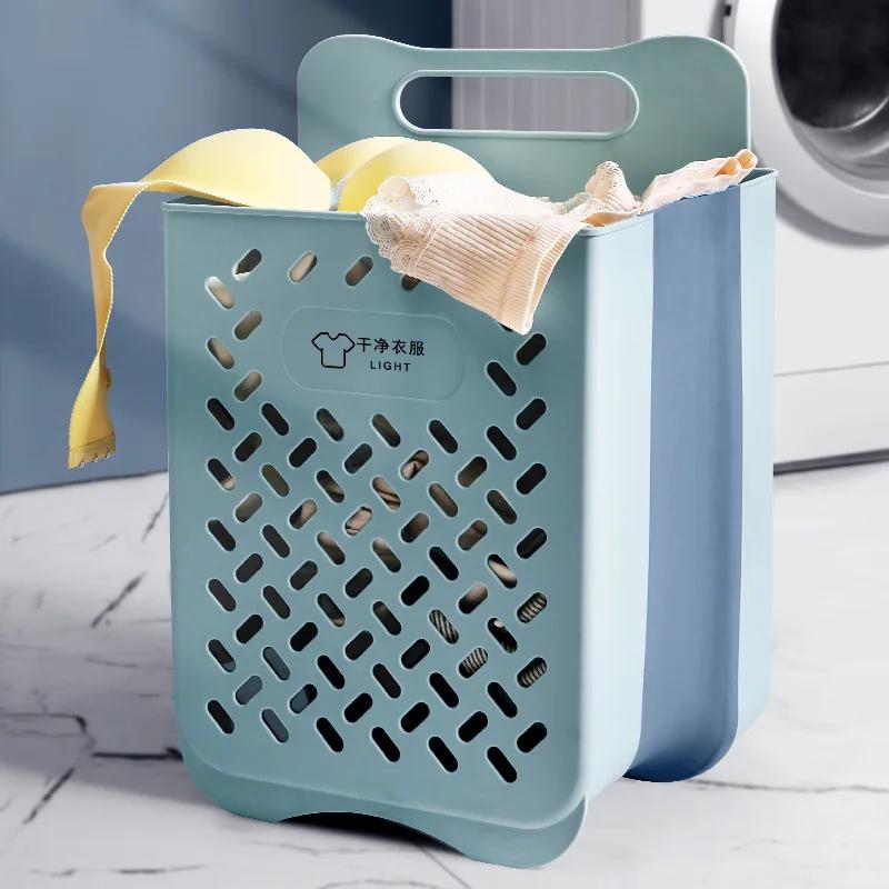 Foldable Dirty Clothes Basket Household Dirty Clothes Storage Basket Laundry Basket Toilet Wall Hanging Storage Frame