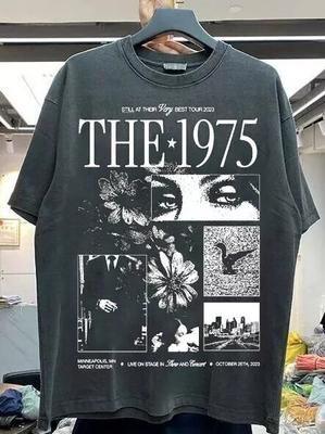 The 1975 Band Tour Grafisk Kortärmad Svart Färg Unisex T-shirt Herr Dam Unisex T-shirt