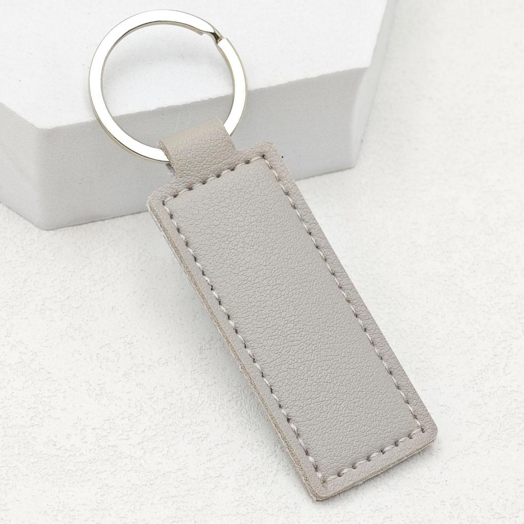 Creative Solid Color PU Leather Keychain with Double-Sided Stitching - DIY Keyring Loop Gift or Bag Pendant