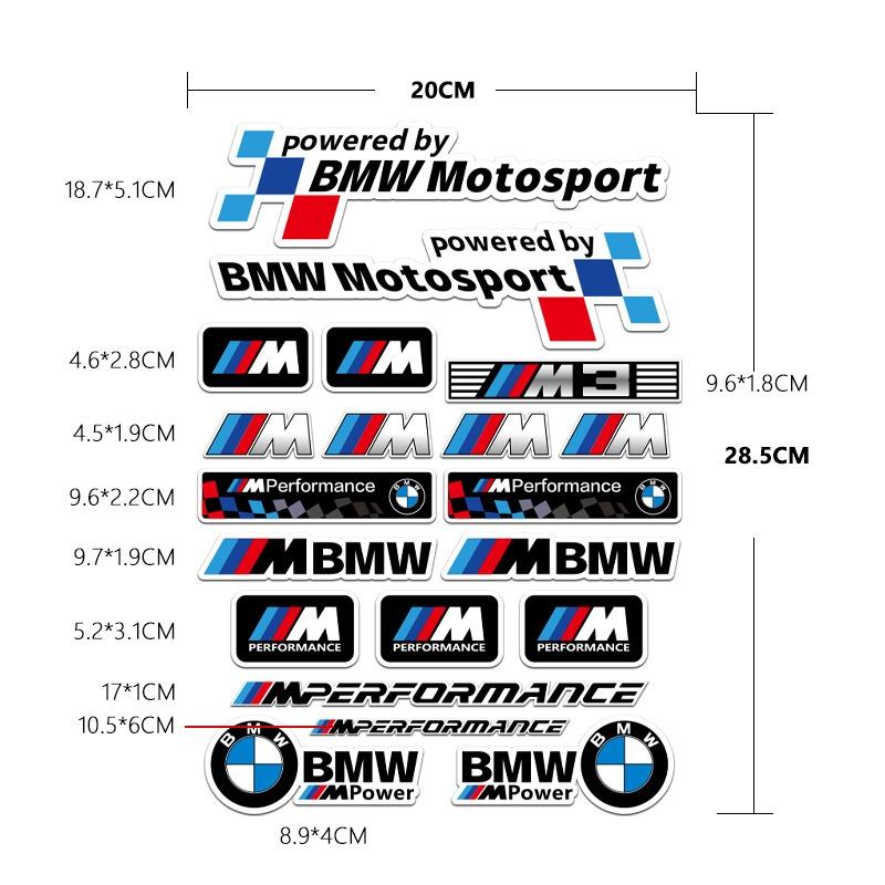 For BMW M Performance Decorative Car Stickers BMW Car Interior Modification Waterproof Locomotive Fuel Tank Reflective Stickers