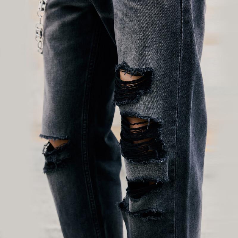 Levi's SilverTab Men's 505 Ink Splash Distressed Straight Jeans