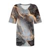 Women's Fashion V-Neck Classic Loose Big Barite 3D Print Casual Short Sleeve T-Shirt