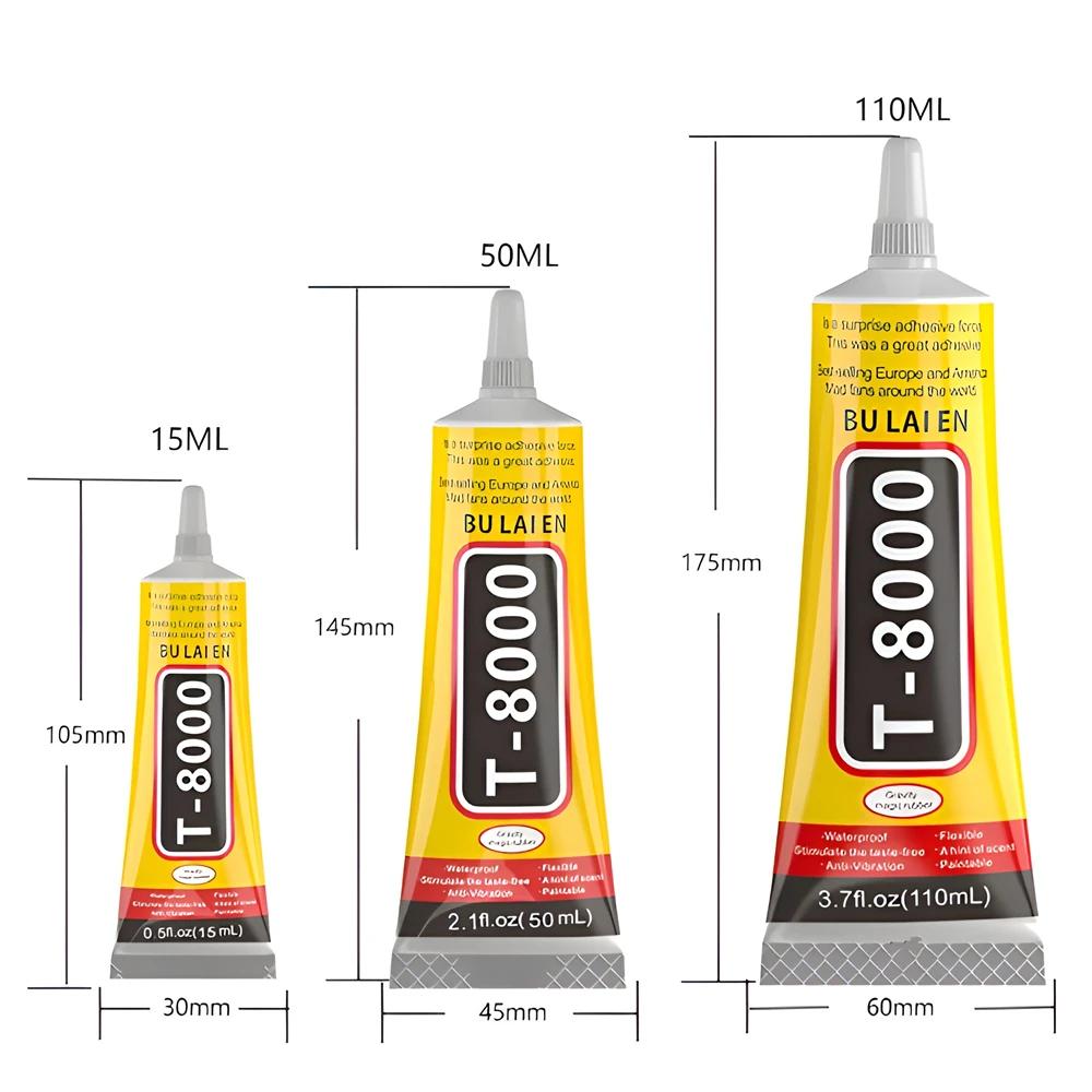 T8000 Soft Anti-Vibration Electronic Components Glue Clear Contact Phone Repair Adhesive with Precision Applicator 15/50/110 ML