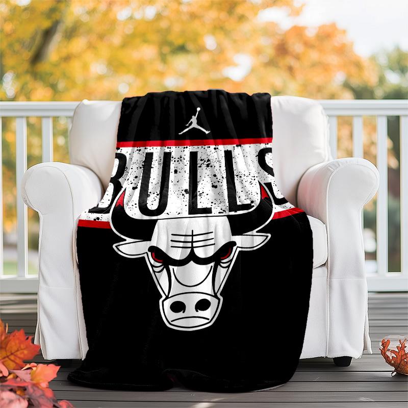 1pc Chicago Bulls Theme Blanket - Digital Print, Polyester, Cozy for All Seasons, Perfect for Outdoor, and Travel