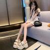Wear thick-soled heightening cool slippers for women's summer 2025 new versatile and beautiful soft-soled slippers, small muffin sandals