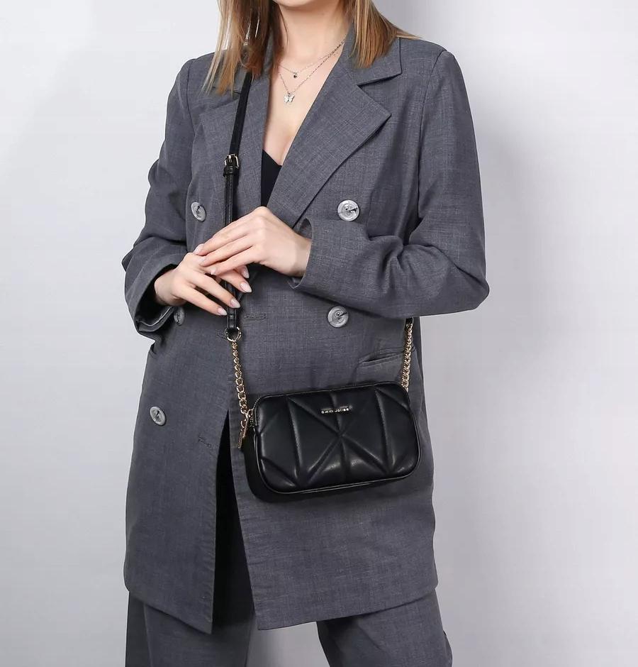David Jones women's messenger bag, black faux leather