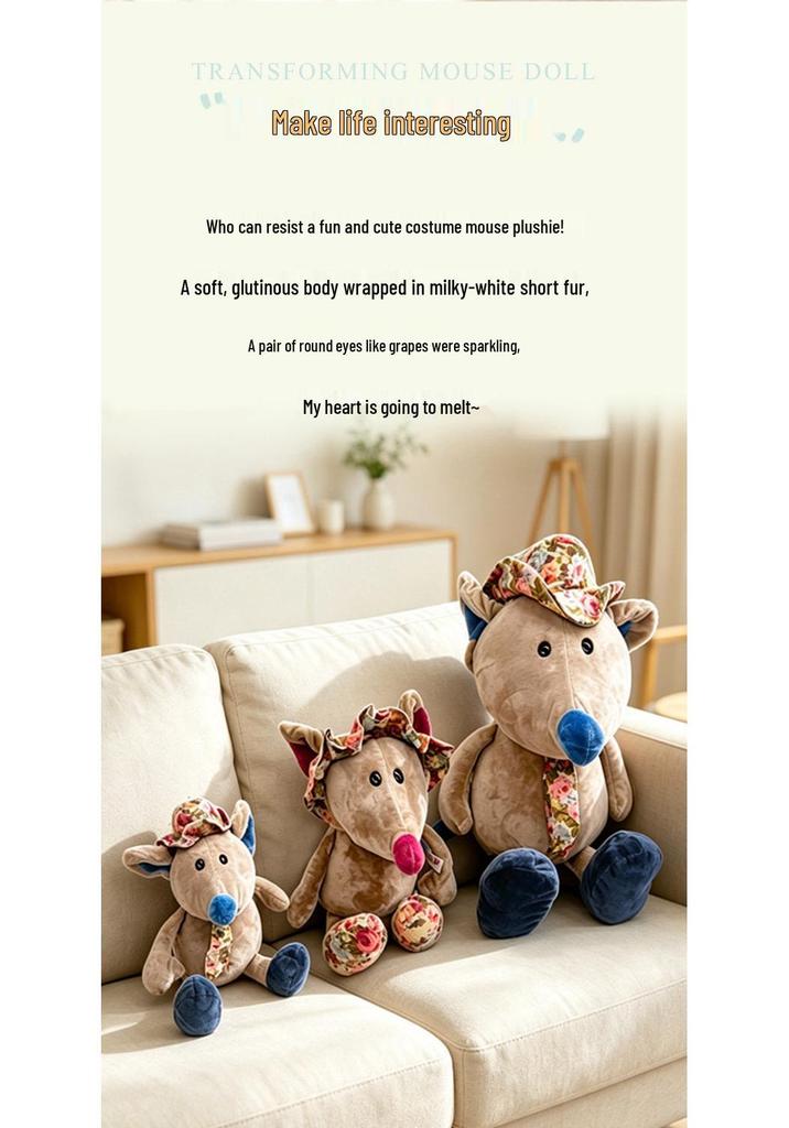 Adorable Mouse Plush Toy: Flower Cloth, Children's Hug Pillow & Soothing Doll - Perfect Birthday Gift