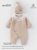Little Bell Three-Layer Warm Cotton Newborn Bodysuit for Autumn/Winter - Class A Baby Jumpsuit