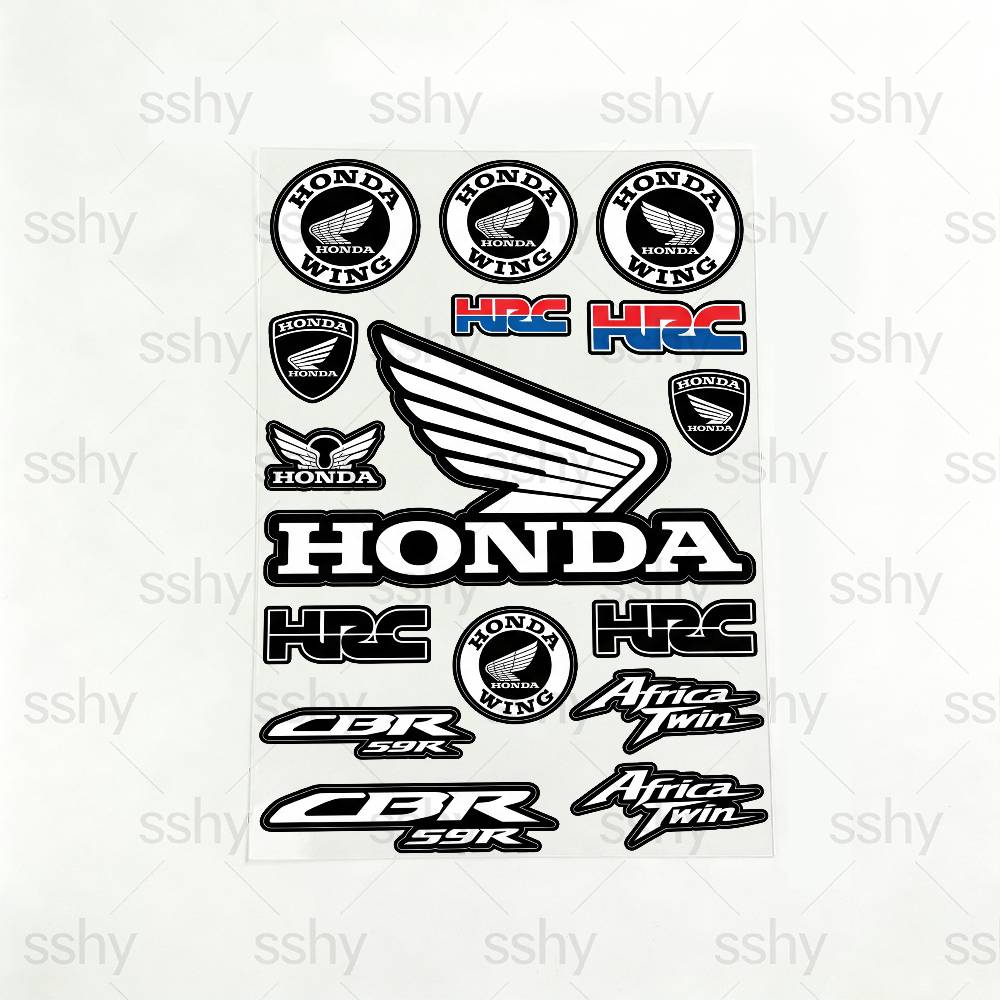 FOR HONDA RACING Fashion Universal Scratch Resist Reflective Waterproof Stickers For Auto Motorcycle Helmet Mug Refrigerator 20x30cm