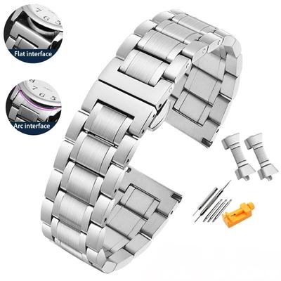 Aukštos kokybės nerūdijančio plieno laikrodžio apyrankė, skirta Casio Tissot Seiko Citizen metalo plokščio/lenkto galo dirželio apyrankės laikrodžio grandinėlė 20 mm 22 mm