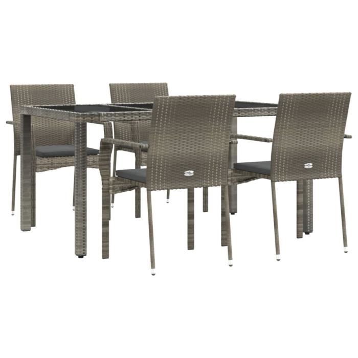 VidaXL Ensemble de salle à manger de jardin 5 pcs avec coussins Gris 3184983