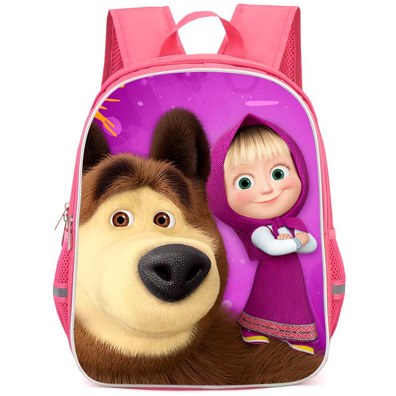 Masha And Bear School Bag Elementary School Cartoon High Definition Printing Large Capacity Zipper Oxford Lightweight Ridge Backpack