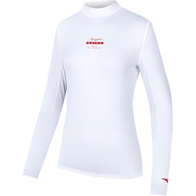 Comfortable Breathable High Neck Letter Long Sleeve T-Shirt Women Tops Snow-White 162437403-1