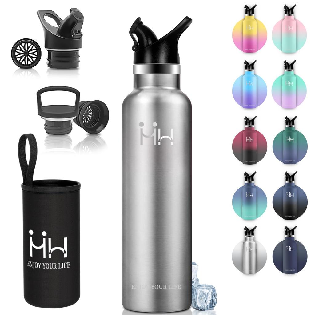 BOONSHAK 1000ml Stainless Steel Water Direct Keeps Drinks Hot or Vacuum 1 Liter Seamless Easy to Includes Two Perfect for Mountain and Suitable for