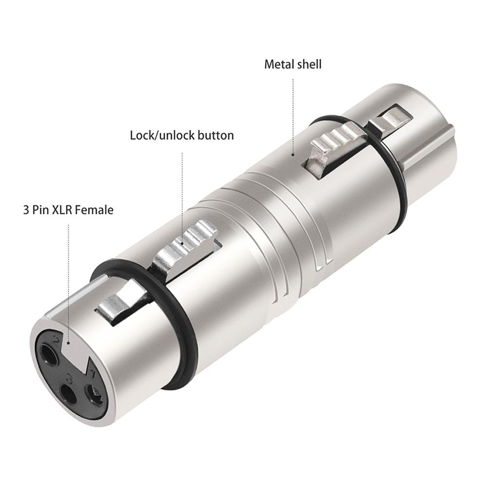 XLR 3 Pin To 3 Pin Microphone Line Adapter XLR Adapter XLR Female To Female 3 Pin Connector for Microphone Mixer