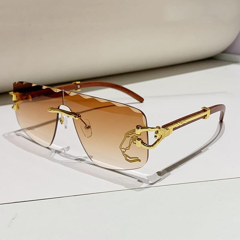 Frameless One-piece Lens Wavy Edge Ladies Personality Irregular Sunglasses