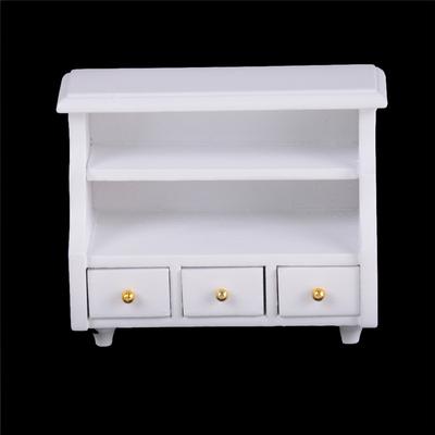 Dollhouse Miniature Furniture White Wooden Cabinet Cupboard For 1:12 Dollhouse