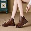 Herbst- und Winterleder-Kurzstiefel für Damen, neue Doppelreißverschluss-Martinstiefel für Damen, flacher Boden, runde Spitze, lässige Damenstiefel
