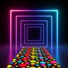 Mixweer 118 x 39 Inch Disposable Circle Dot Neon Dance Floor 80 90s Party Decorations DIY Plastic PE Dance Floor Neon Carpet Runner Aisle Runner