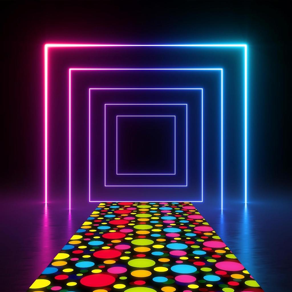 Mixweer 118 x 39 Inch Disposable Circle Dot Neon Dance Floor 80 90s Party Decorations DIY Plastic PE Dance Floor Neon Carpet Runner Aisle Runner