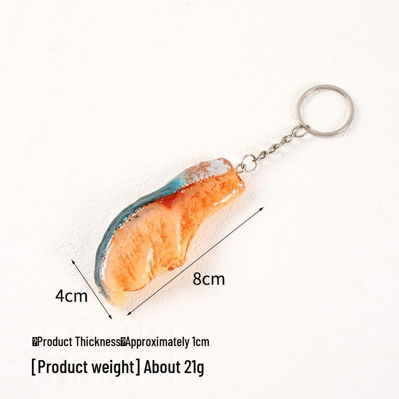 Grilled Fish Block Model Keychain - Seafood Ingredient Display Pendant