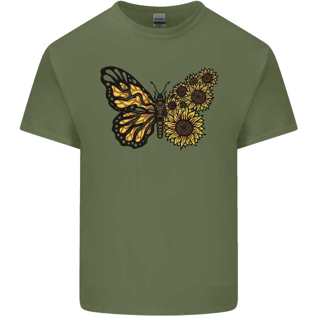 A Sunflower Butterfly Unisexs Light Cotton TShirt