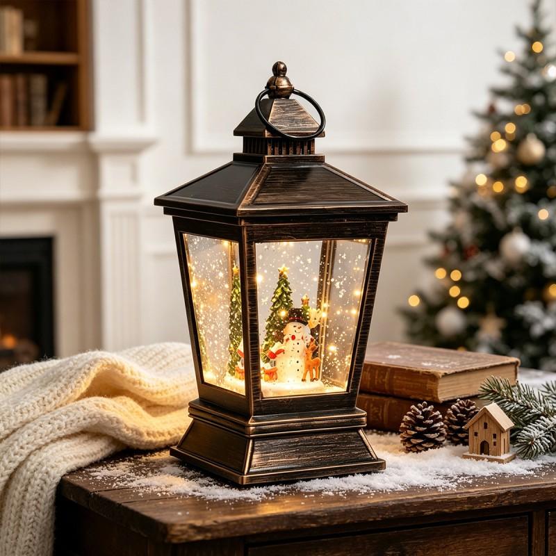 Christmas Crystal Music Box Snowman Santa Snow Globe Light Holiday Party Decor