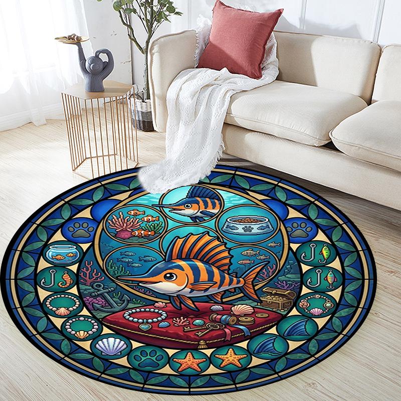 Ocean Treasures Jewels Round Area Rug Under Office Chairs Bedroom Living Room Home Decor