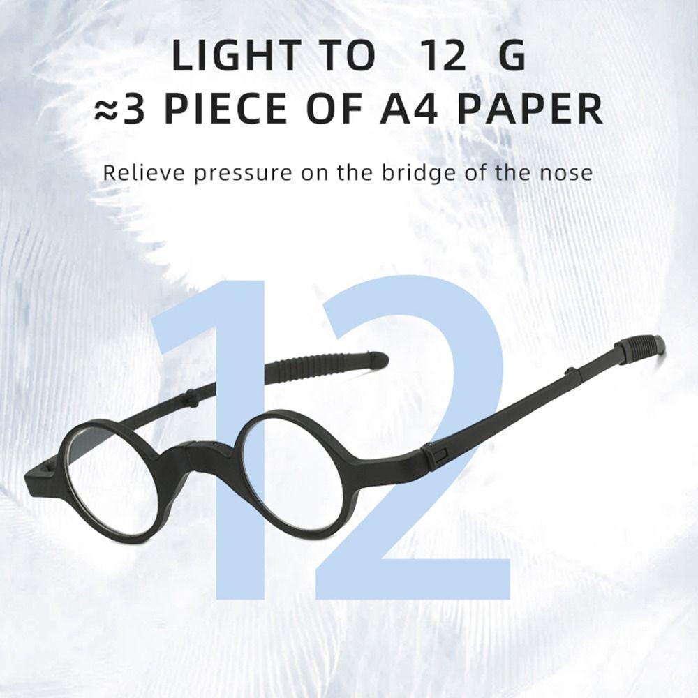 Round Lens Folding Reading Glasses with Zipper Glasses Case Spring Hinge Readers  for Women & Men