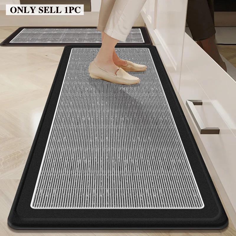 Kitchen Floor Mat Non-slip Stain-resistant Wear-resistant Carpet Black and White Geometric Pattern Long Rug Home Decoration Rugs