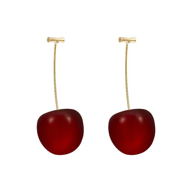 Versatile Cherry Earrings Women's Design Sense Jewelry Gifts Cute Red Cherry Earrings Fashion Niche Fruit Earrings Girls Sweet