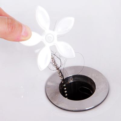 Pipe Unclogger Disposable Flower Decor Drain Strainer with Chain Anti Clog Hair Catcher Sink Tub Shower Kitchen Drain Cleaner