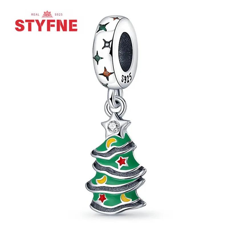 Copperchristmas Tree Beads Christmas Collection Charms For Making Beaded Bracelets Diy Fine Jewelry Gifts For Women