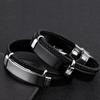 Hip Hop Punk Style Double Layer Braided Leather Bracelet Titanium Steel Chain