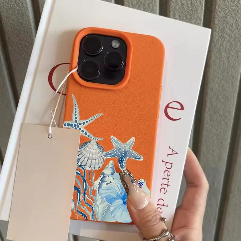 Ocean Jellyfish Lily Flower Pattern Phone Case For iPhone 17 Pro Max 16 Plus 15 Pro 14 13 12 11 X 17Air Lychee Textur Soft Cover