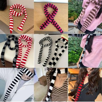 Bufanda de Rayas Estilo Y2k Mujeres Niñas Gótico Punk Bufandas Largas de Punto Moda Ropa de Dama Bufanda Decorativa 2024 Nuevo Pañuelo