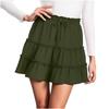 Women High Waist A-Line Skirt Elastic Waistband Tiered Ruffle Mini Skirt Casual Summer Beachwear